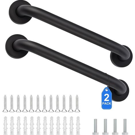2-teiliger Sicherheits-Haltegriff für Badewanne, rutschfeste Edelstahlgriffe, WC-Haltegriff, Badezimmer-Haltegriff, Dusch-Haltegriff für Senioren/Kinder, 30 cm, Schwarz (1/5)
