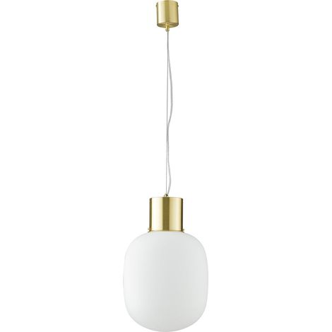 "Lampadario a sospensione FELLINI in metallo oro con diffusore in vetro 30 cm." (1/2)