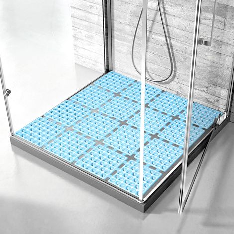 Tapis de douche antidérapant 60x60cm, doucheinlage avec ventouses pour douche ou baignoire, tapis antidérapant pliable et découpable pour douche (Bleu, 60 x 60 cm) (1/5)