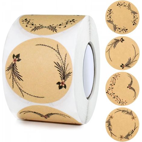 Étiquettes Autocollantes Kraft Rondes Étiquettes à Confiture de 5 cm Étiquettes Adhésives Autocollant Papier Kraft Pour Les Cadeaux Enveloppe Baking Épices Étiquette Bocaux (500pcs brun) (1/5)