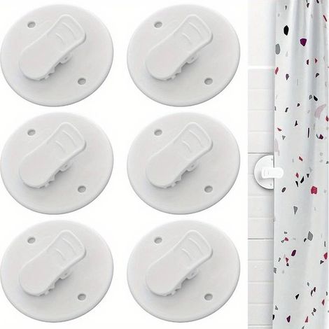 Set mit 6 Duschvorhangclips, selbstklebende Spritzschutzclips für Duschvorhänge, Befestigungsmaterial für Duschvorhänge und andere Vorhänge... (1/5)
