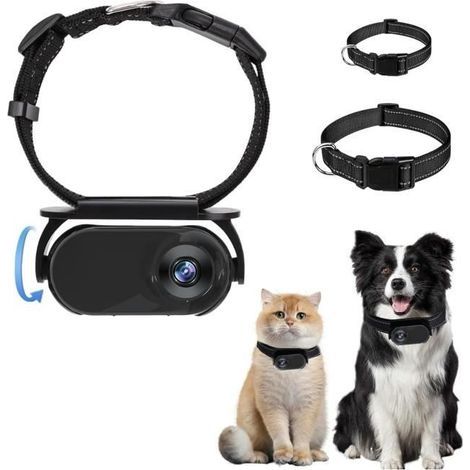 Fafeicy Pet Collar Camera, Pet Collar Camera, Pet Supplies, Black Collar (1/4)