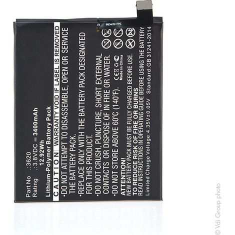 NX - Batterie téléphone, smartphone, GSM pour BQ 3.8V 3400mAh - 3620 (1/3)