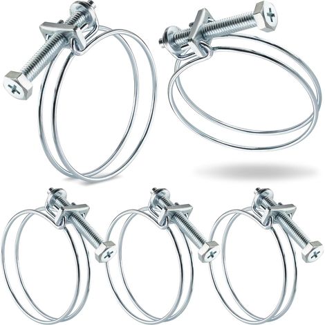 5 Collier de serrage, double fil W1, acier galvanisé, diamètre 2mm, pour tuyau spiralé, ventilation (1/5)