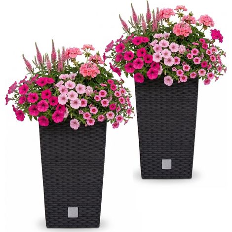 Prosperplast 2x Blumentopf mit Einsatz Pflanzkübel 50cm Anthrazit Kunststoff (1/3)