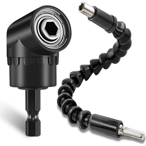 Extension de foret flexible de 300 mm et visseuse d'angle de 105 °, porte-embout d'angle multifonction avec support magnétique 1/4", adaptateur pour percer un espace étroit (1/5)