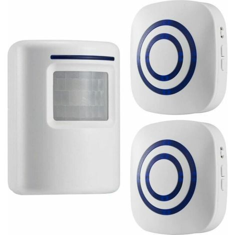 Sans fil Allée Alerte : détecteur de mouvement infrarouge de sonnette d'alarme Carillon avec 2 récepteur et 1 Sensor 38 Chime Tunes - indicateurs LED (1/4)