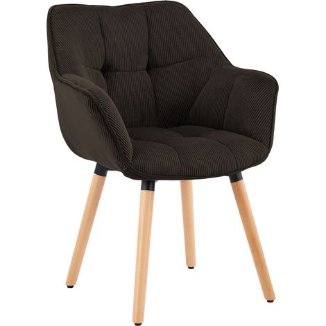 Chaise de salle à manger Milford en velours côtelé Marron foncé Cordon (1/5)