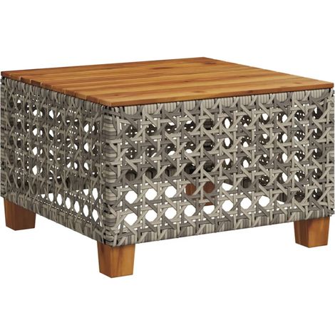 Mesa de jardín ratán sintético madera acacia gris 55x55x36 cm vidaXL (1/5)