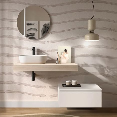 Composizione bagno sospesa 120 cm rovere bali e bianco opaco Sumo (1/5)