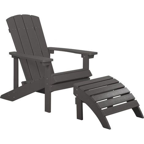 Garden Chair ADIRONDACK with Footstool Dark Grey (1/5)