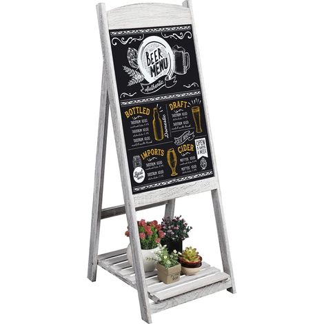 Lavagna nera da Terra con Telaio Autoportante Bar Presentazioni Menu Ristorante Negozio esterno, Grigio