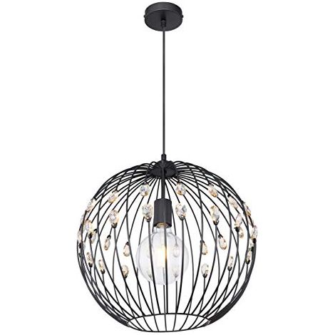 Lampada a sospensione con cristalli Luce per soggiorno Luce a sospensione per sala da pranzo, metallo ambra, nero, 1x E27, DxH 40x120 cm (1/4)