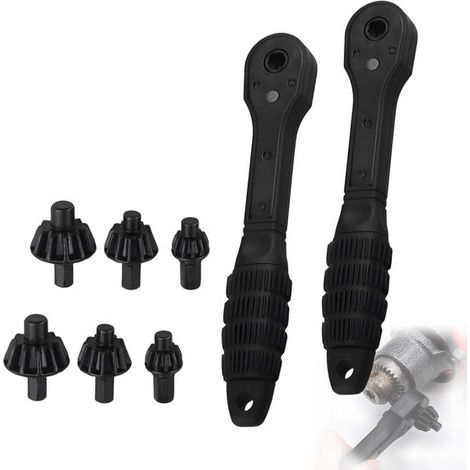 Llave de carraca con portabrocas 2 en 1，llave de carraca de doble portabrocas，compatible con la mayoría de taladros eléctricos (juego de 2) (1/5)