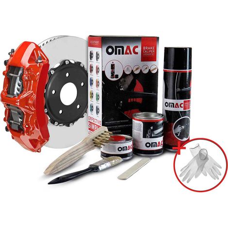 OMAC Kit Peinture Étriers de Frein Rouge Brillant – Résistant Chaleur 300°C – Set Complet Laque Epoxy – Protection Anticorrosion – Inclus: Nettoyant, Durcisseur, Brosses – Application Facile (1/5)