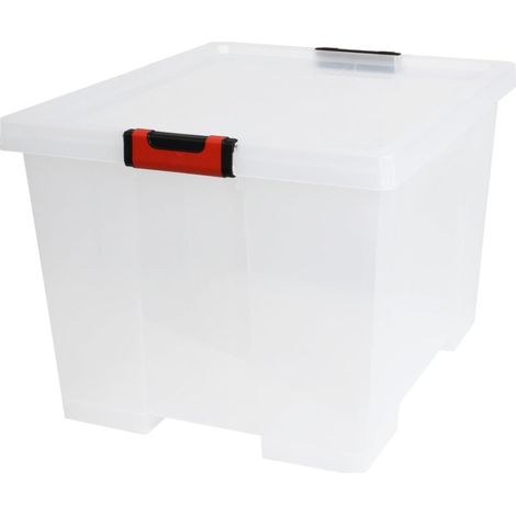 Boîte de rangement 75 L Clipstock à couvercle - Apte contact alimentaire - Transparent - Livraison gratuite (1/5)