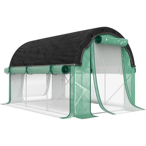 Invernadero túnel 3 x 2 x 2 m con 6 ventanas, puertas enrollables y cubierta verde (1/5)