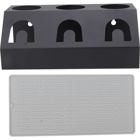 Égouttoir bouteilles SodaStream 3 places en métal noir avec tapis silicone antidérapant pour séchage rapide et rangement (1/5)