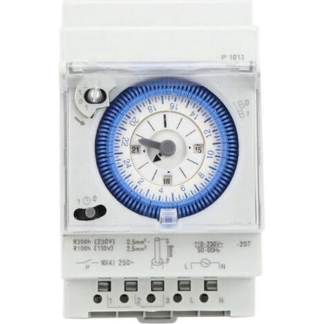 Horloge Piscine Mécanique 16A 250V Programmateur Piscine Horloge Chauffe Eau 15 Minutes 24 Heures pour Hogar, Cocina, Exterior Iluminación Exterior (1/5)