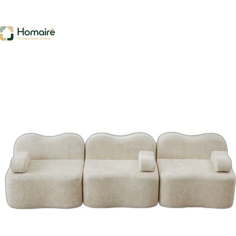 Canapé modulable en velours beige avec accoudoirs 288 x 98 x 70 cm HOMAIRE (1/5)
