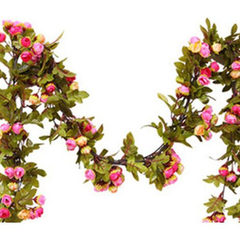 Simulation fleurs de rosier grimpantes en plastique, 42 têtes roses, liane artificielle pour cacher climatisation, décoration plafond, 1 rouleau (1/3)