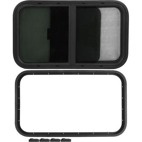 Fenêtre de camping-car à coins arrondis coulissante avec moustiquaire pour remorque, camping-car et véhicule de chantier (1/5)