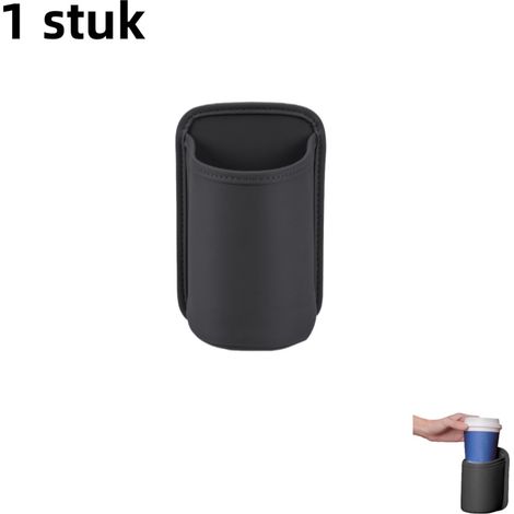 Boîte de rangement pour portière de voiture avec porte gobelet multifonctionnel et fixation par clip pour organiser les petits objets couleur noire (1/5)