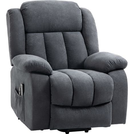 Power Lift Recliner Chair Vibration Massage, Lift Chair for Elderly Footrest, Remote, Side Pocket, Dark Grey (1/5)