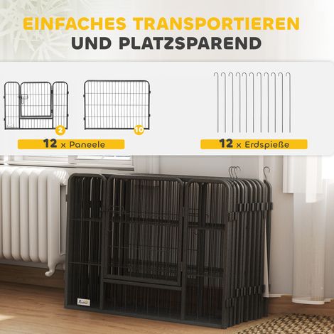 Enclos pour animaux, parc pour chiots, barrière pour chiots, 12 panneaux, extérieur et intérieur, gris (1/4)