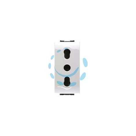 PRESA SICUREZZA BIVALENTE "AQUA" - 2 poli+terra 10/16A alveoli ø mm.4/5 (7679)