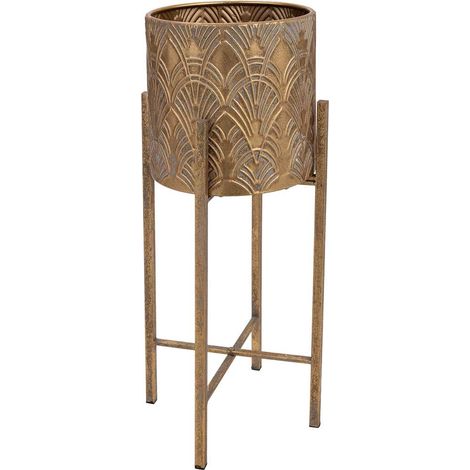 Macetero de metal dorado 22x22x56.5h cm