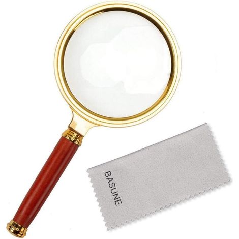10X loupe à la main, cadre en plastique, brun/or (1/5)