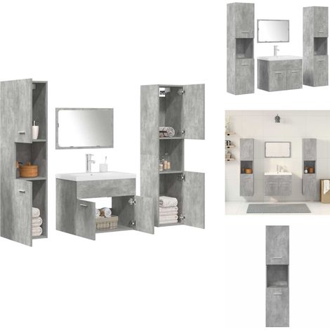 Ensemble de meubles de salle de bain 5 pcs gris béton - Ensemble De Meubles De Salle De Bain - Ensembles De Meubles De Salle De Bain - Armoire De Salle De Bain - Armoire De Rangement De Salle De Bain (1/5)