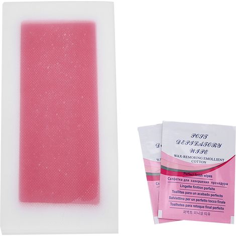 12 bandes de cire dépilatoires souples et flexibles pour les jambes, les mains et les aisselles, parfum rose rouge. (1/5)