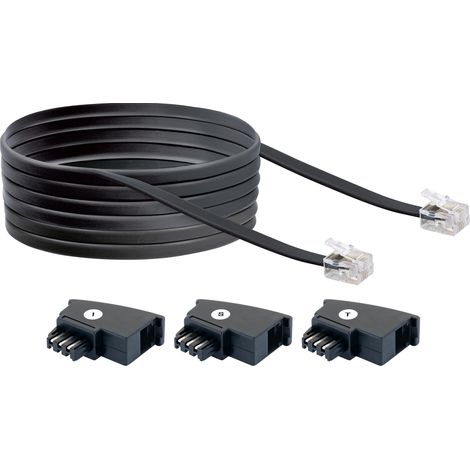 Schwaiger Telefon Anschlusskabel TAL6310 533 TAE (F) RJ11 schwarz, 10,0m, 3x TAE (F) / 1x RJ11 TAE-Anschlusskabel (1/5)