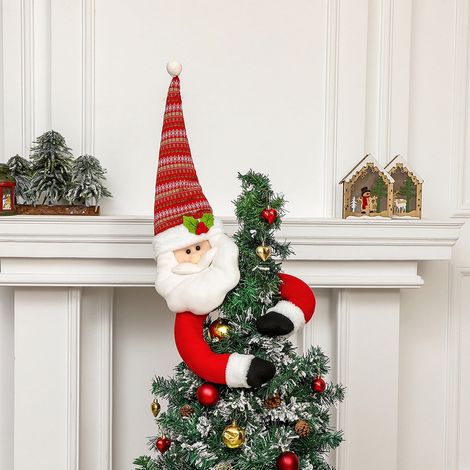 Garniture Pour Arbre De Noël - Santa Claus Et Bonhomme De Neige En Peluche - Pour Décoration De Fête Et Scène De Nativité - 1 Pièce (1/3)