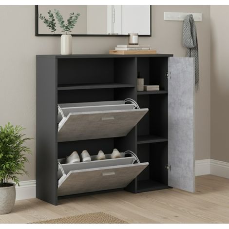 Mobile da Ingresso - 04-mag Paia 3 Ripiani, Nero Antracite, -, 91.5x26.6x94h cm Bartica
