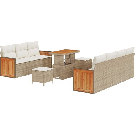 Garden Sofa Set 10 pcs 9-Seater Beige and Cream vidaXL (1/5)