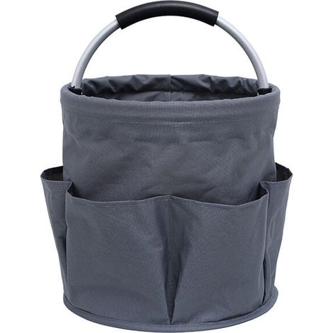 Foldable Garden Tool Bag, Toiletry Bag, Picnic Basket with Six Side Pockets for Workshop, Garden, Picnic, Bathroom (Grey) MUMU (1/4)