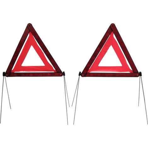 Emergency Breakdown Safety Triangle Sign X2 (Car Truck Road Hazard Portable Warning) (1/5)