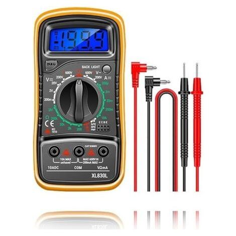 Digital Multimeter Voltmeter - Multimètre Numérique - Voltmètre avec Double Fusibles - Multimètre Portable avec Affichage LCD Tension AC/DC/DC, Résistance, Continuité, Fréquence-Muntra (1/4)
