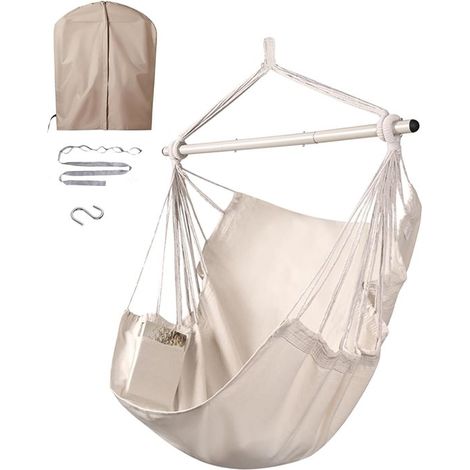 Hangstoel - Hangschommel - Hangmand voor buiten - Relaxhangstoel - 260x80cm - Geschikt voor binnen en buiten - Hoog draagvermogen - Inclusief touw en opbergtas - Geschikt voor woonkamer, slaapkamer, t (1/5)