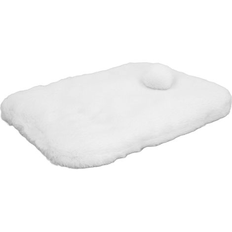 Tapis en peluche doux et chaud pour animaux de compagnie, idéal pour les chiens et les chats. Grand tapis de sécurité pour dormir, se détendre et jouer. Blanc, taille L. (1/5)