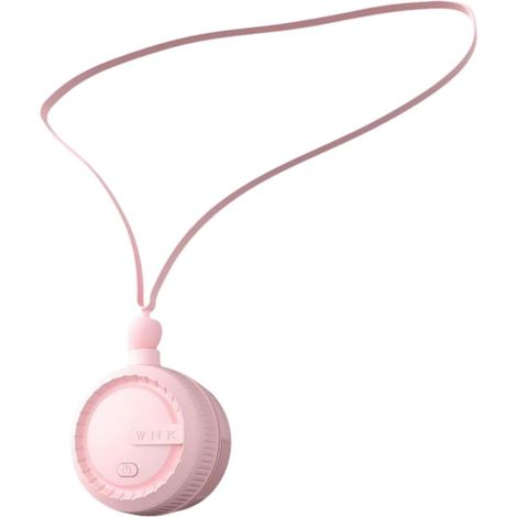 Ventilador de cuello portátil recargable sin aspas con cable para colgar, tres velocidades de ventilación, material ABS, color rosa. (1/5)
