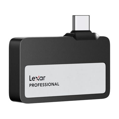 NIKON Lexar Professional Go 1TB Portable SSD, Ultracompatto, Supporta Apple ProRes, fino a 1050 MB/s in Lettura, USB 3.2 Gen 2, IP65 Resistente a Polvere e Acqua, per iPhone 15/16 Pro, Nero (1/4)