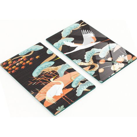 Tablas decorativas de vidrio para servir aperitivos con diseño de grulla, 2x30x52 cm. (1/5)
