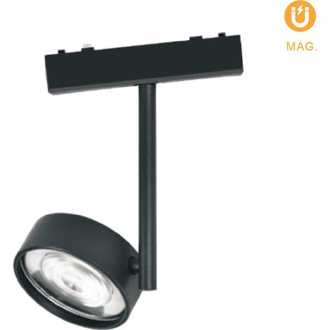 Spot magnétique sur rail Piquet (2 fils) 19w led 1600lm 3000k 36° l.16,4xw.3,3xh.11,8cm noir