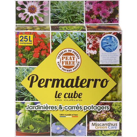 Terreau de Fibre de Roseaux et Coco pour Jardinières & Carrés Potagers - Permaterro® (Cube de 25L) (1/4)