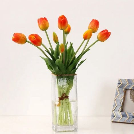 Tulipes artificielles roses, dignes d'Instagram, parfaites pour décorer le salon ou le bureau, composer des bouquets blancs et servir d'accessoires photo. (1/5)