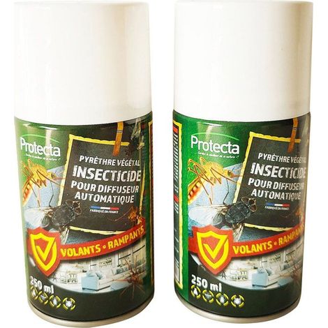 PROTECTA - Recharge Pyrèthre Anti Mouches & Anti Moustiques - Lot de 2 - Manuel ou pour diffuseur automatique